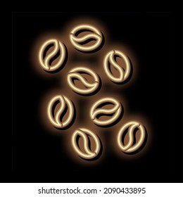 coffee beans neon light sign vector. Glowing bright icon coffee beans sign. transparent symbol illustration