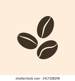 Coffee beans on a beige background.Print logo icon vector