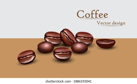 Coffee beans on brown background for coffee advertising concept design,vector design 