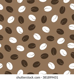 coffee beans on a brown background, seamless pattern 