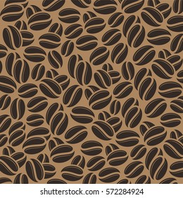 Coffee beans on brown background. Black coffee vector. Vintage style background
