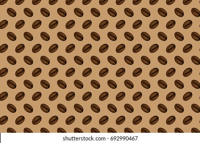  coffee beans on a brown background - vector pattern