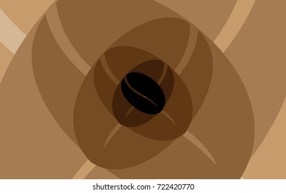 Coffee beans on a brown background - vector pattern