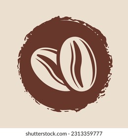 Coffee beans on grunge blot vector icon illustration