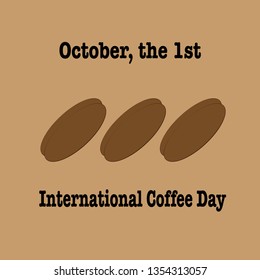 Coffee beans on the light brown background