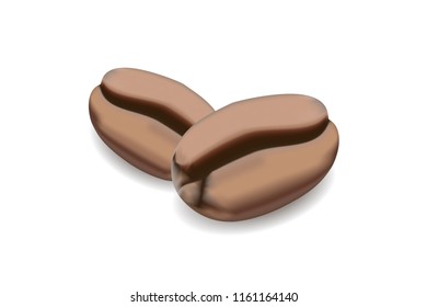 Coffee beans on white background, Vector illustration.