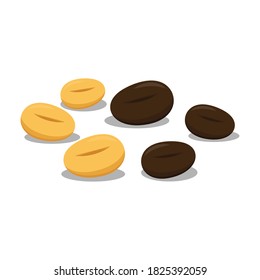 Coffee beans on white background.