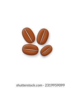 granos de café de fondo blanco, granos de café árabes aislados, icono del grano de café vector