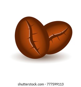 Coffee beans on a white background. Vector illustration.