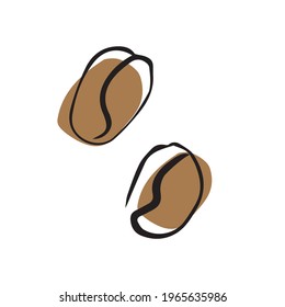 coffee beans, one line sketch with color abstract spot, trendy, modern illustration in minimalism style, stylized vector graphic