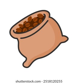 Coffee beans with outline style