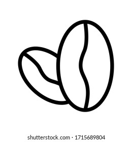 Icono de línea delgada y contorno de granos de café aislado en el vector EPS de fondo blanco