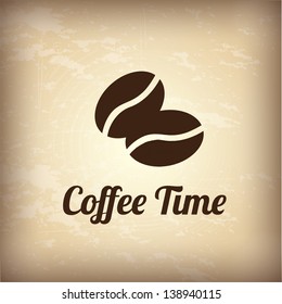 coffee beans over vintage background vector illustration