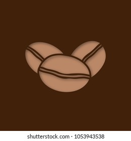 Coffee beans paper cut out icon. Coffee house sign. Vector silhouette isolated illustration