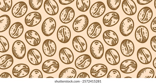 Coffee beans pattern background. cafe pattern background. coffee beans background. Coffee beans wallpaper. Coffee Beans Illustration for packaging.