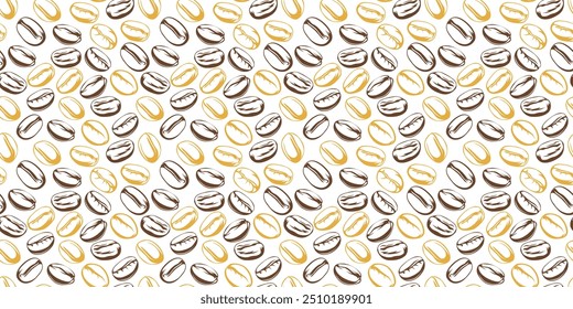 Plano de fundo padrão de grãos de café. plano de fundo de grãos de café. Ilustração de grãos de café para empacotamento.