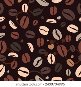 Coffee Beans Pattern Background Vector