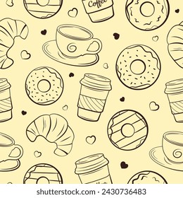 Coffee Beans Pattern Background Vector