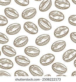 Coffee beans pattern background. vintage coffee beans pattern background. Coffee Beans Illustration for packaging. seamless pattern of coffee beans. 