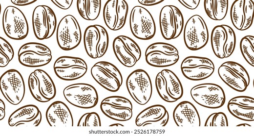 Coffee beans pattern background. coffee beans background. Coffee beans wallpaper. Coffee Beans Illustration for packaging.