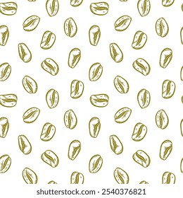 Fundo padrão de grãos de café. Papel de parede de grãos de café. Ilustração de grãos de café ideal para embalagem. Fundo padrão com grãos de café. 