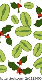 Coffee beans pattern background. Coffee beans wallpaper. Coffee beans illustration pattern. Coffee beans background. Perfect for fabrics, textile, wallpaper, and decor. SSTKbackgrounds