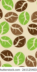 Coffee beans pattern background. Coffee beans wallpaper. Coffee beans illustration pattern. Coffee beans background. Perfect for fabrics, textile, wallpaper, and decor. SSTKbackgrounds