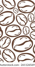 Coffee beans pattern background. Coffee beans wallpaper. Coffee beans illustration pattern. Coffee beans background. Perfect for fabrics, textile, wallpaper, decor. SSTKbackgrounds