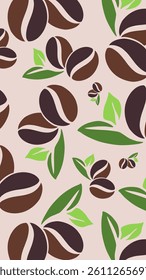 Coffee beans pattern background. Coffee beans wallpaper. Coffee beans illustration pattern. Coffee beans background. Perfect for fabrics, textile, wallpaper, decor. SSTKbackgrounds