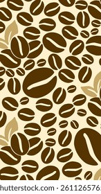 Coffee beans pattern background. Coffee beans wallpaper. Coffee beans illustration pattern. Coffee beans background. Perfect for fabrics, textile, wallpaper, decor. SSTKbackgrounds