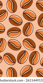 Coffee beans pattern background. Coffee beans wallpaper. Coffee beans illustration pattern. Coffee beans background. Perfect for fabrics, textile, wallpaper, and decor. SSTKbackgrounds