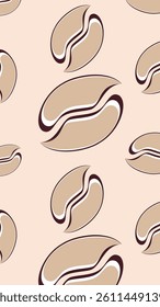 Coffee beans pattern background. Coffee beans wallpaper. Coffee beans illustration pattern. Coffee beans background. Perfect for fabrics, textile, wallpaper, and decor. SSTKbackgrounds