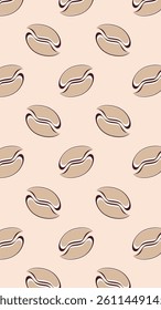 Coffee beans pattern background. Coffee beans wallpaper. Coffee beans illustration pattern. Coffee beans background. Perfect for fabrics, textile, wallpaper, and decor. SSTKbackgrounds