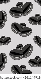 Coffee beans pattern background. Coffee beans wallpaper. Coffee beans illustration pattern. Coffee beans background. Perfect for fabrics, textile, wallpaper, and decor. SSTKbackgrounds