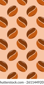Coffee beans pattern background. Coffee beans wallpaper. Coffee beans illustration pattern. Coffee beans background. Perfect for fabrics, textile, wallpaper, and decor. SSTKbackgrounds