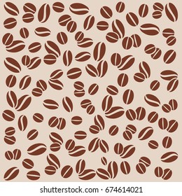 Coffee beans pattern illustration. Coffee beige background for coffee shop in retro style 