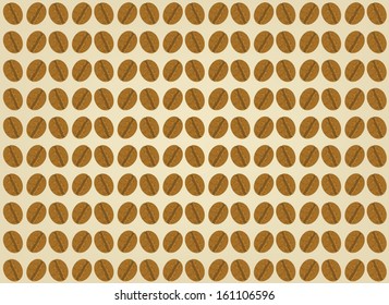 Coffee beans pattern on a brown background