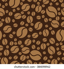 Coffee beans pattern. Coffee seamless background. Vector Illustration