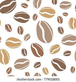 Coffee beans pattern. Coffee seamless background. Vector Illustration. Vector background