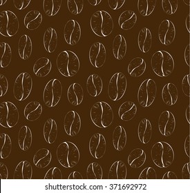 Coffee beans pattern seamless brown