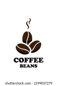 Coffee beans poster. Brown background.