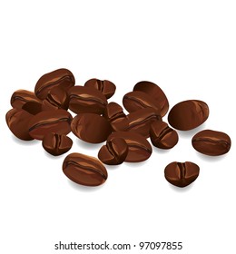 Coffee beans realistic isolated on white background, vector