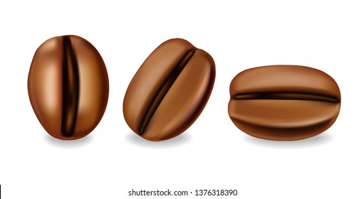 Coffee beans realistic set, isolated white background illustration