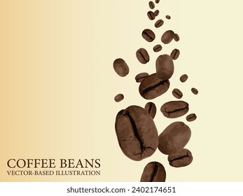 Coffee beans. Realistic vector coffee beans are flying in the air. Isolated coffee beans.