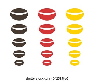 Coffee beans. Red, brown, yellow