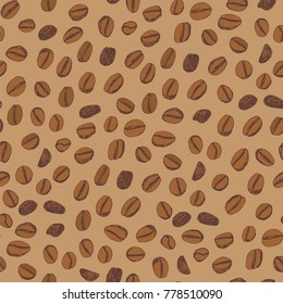 Coffee beans restaurant hand drawn cartoon doodle vector seamless pattern.