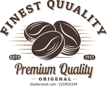 Coffee beans retro logo vector illustration