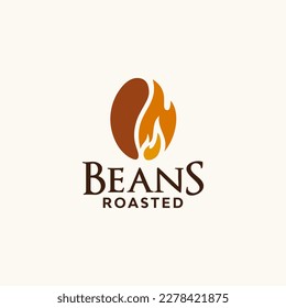 coffee beans roasted logo design. Vector illustration of abstract coffee beans and flame shape. classic logo design vector icon template