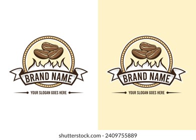 Coffee frijoles tostada ilustración vintage diseño de logotipo vectorial