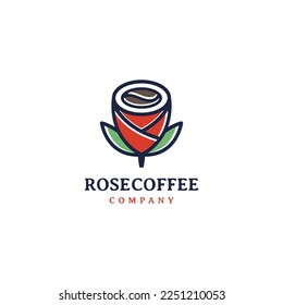 coffee beans and rose flower logo design